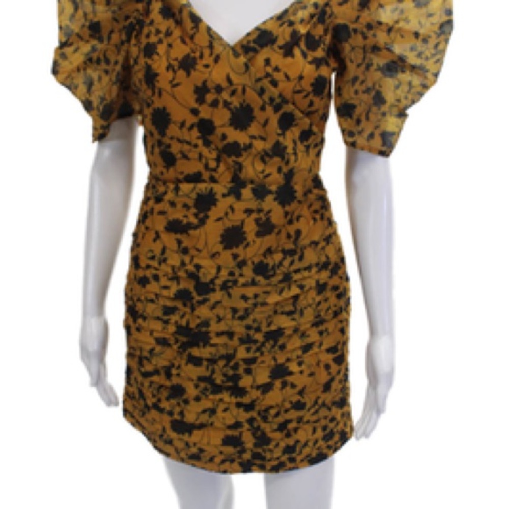 C/MEO Collective Mustard and Black Floral Mini Dress